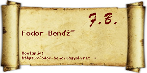 Fodor Benő névjegykártya